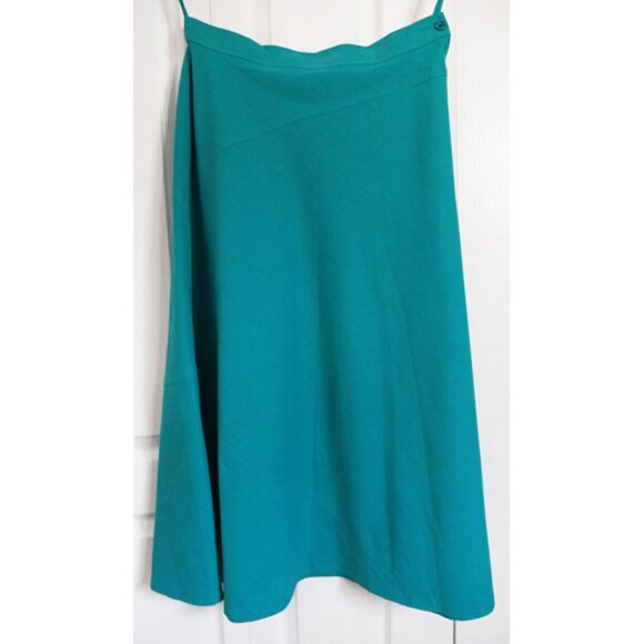 Vintage ROUIE bias cut teal cotton midi skirt - Picture 3 of 8